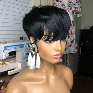 Pixie Cut Wigs For Black Women 1b/30 Daily Use Color Brazilian Virgin Remy Human